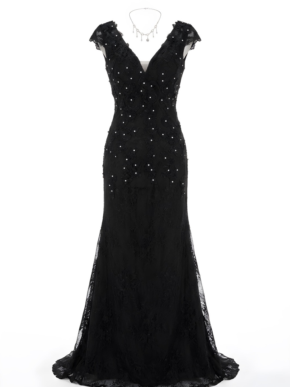 Elegant Black Beaded Wedding or Prom Dress
